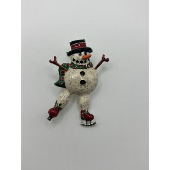 VTG 90s Christmas Pin Lot of 3 Holidays Snowman Santa’s Sleigh Reindeer - Picture 6 of 7